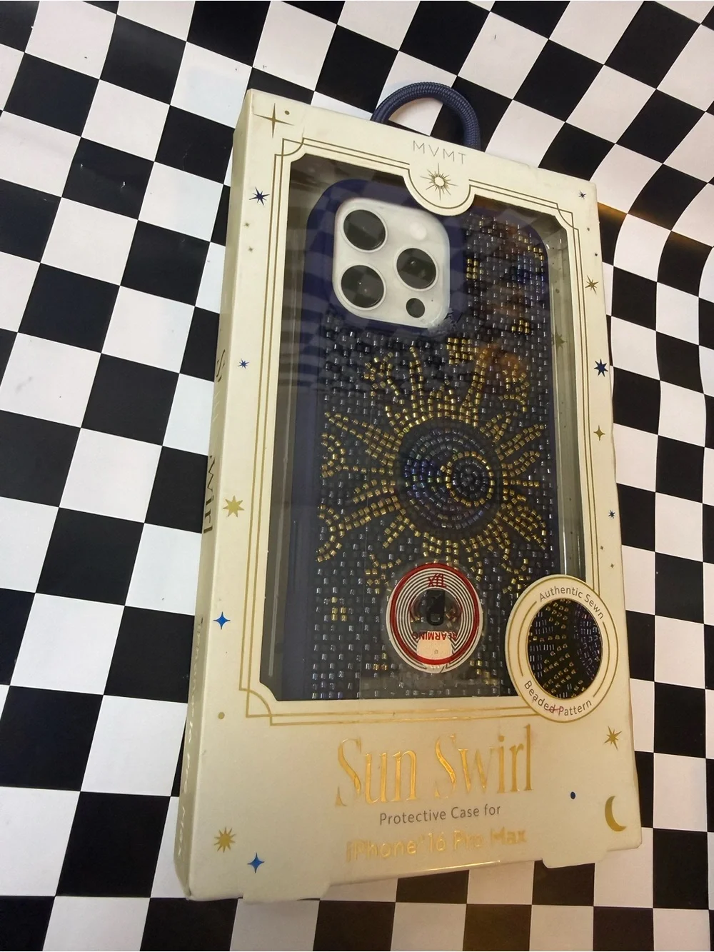 MVMT Navy and Gold Sun Swirl Beaded iPhone Case